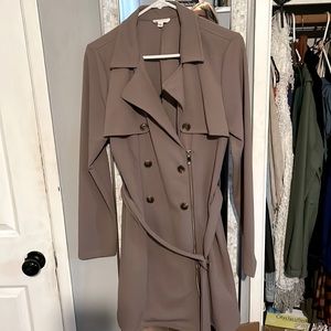 Cute fashion coat polyester and spandex material color is purplish grey color